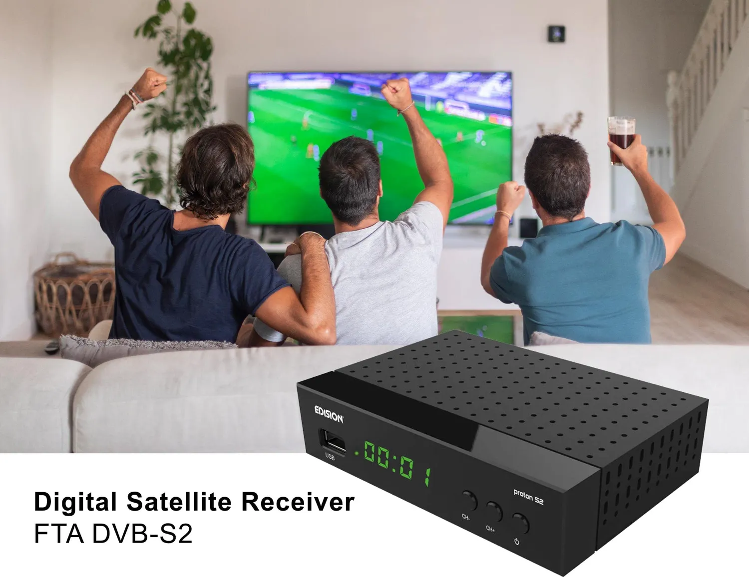 Edision Proton S2 Decoder Sat DVB-S2 Full HD FTA Nero