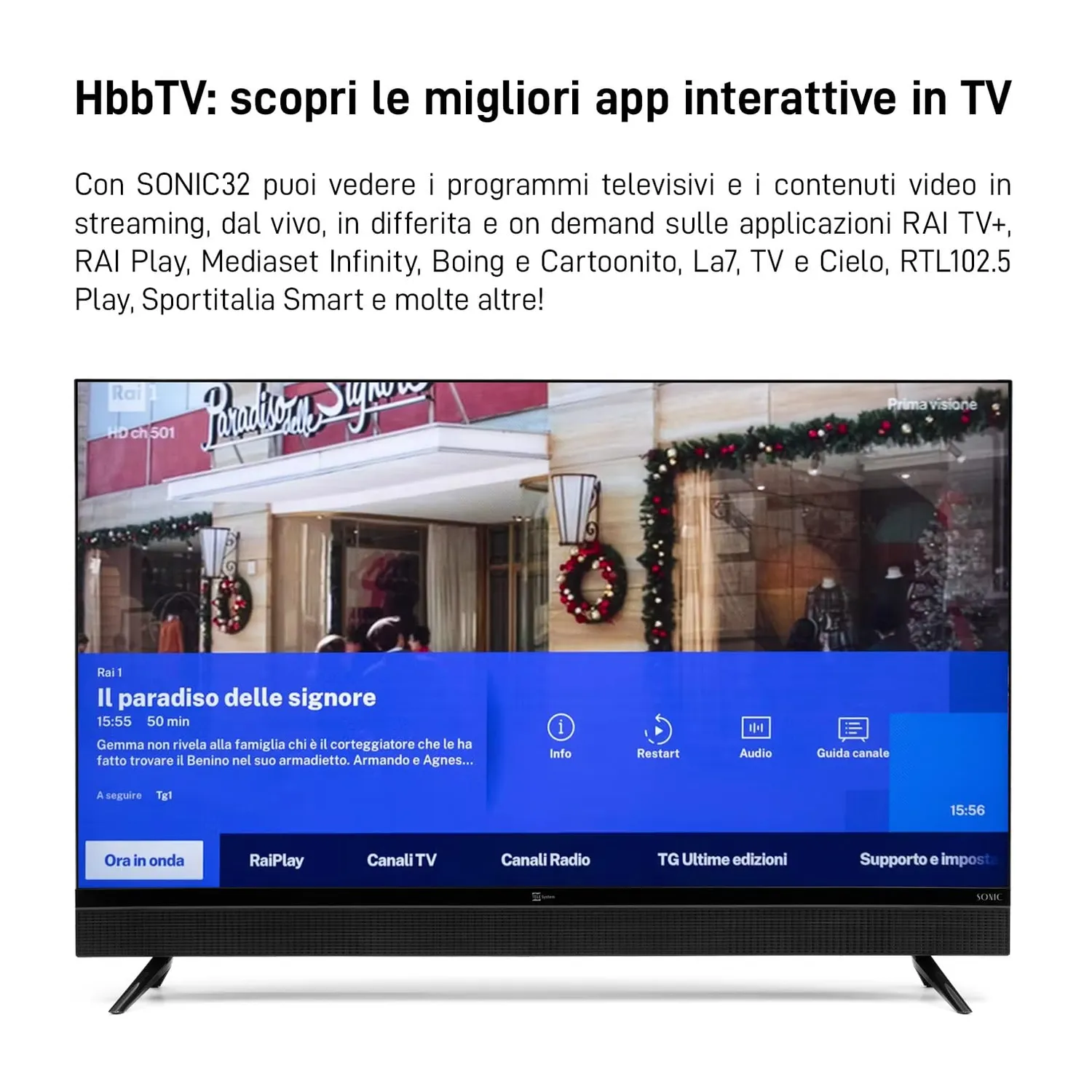 TELE System Sonic SONIC32FL SMV14 Smart TV 32" con soundbar tivùsat