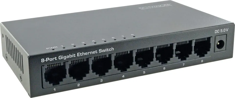 Schwaiger Switch di Rete 8 Porte Gigabit 10/100/1000 Mbps