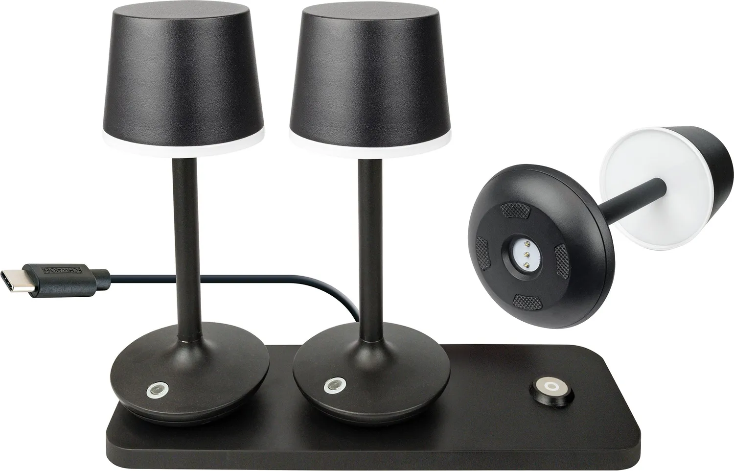 Schwaiger Lampade da tavolo set 3 pezzi con base ricarica