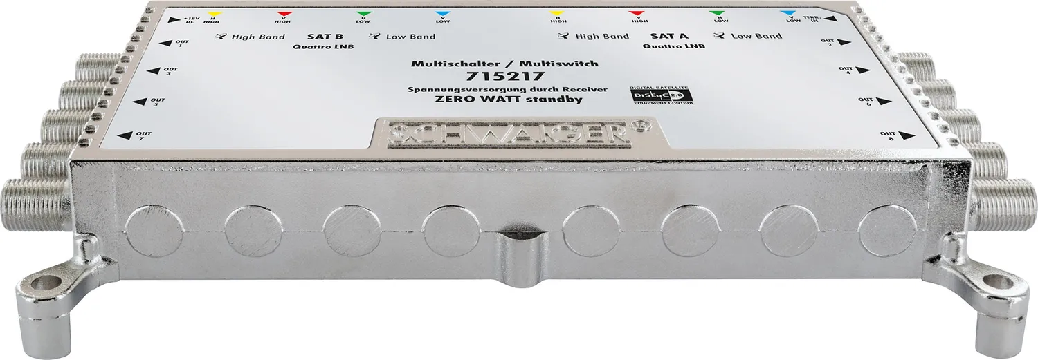 Schwaiger Multiswitch 9/8 per 8 TV a 2 Satelliti
