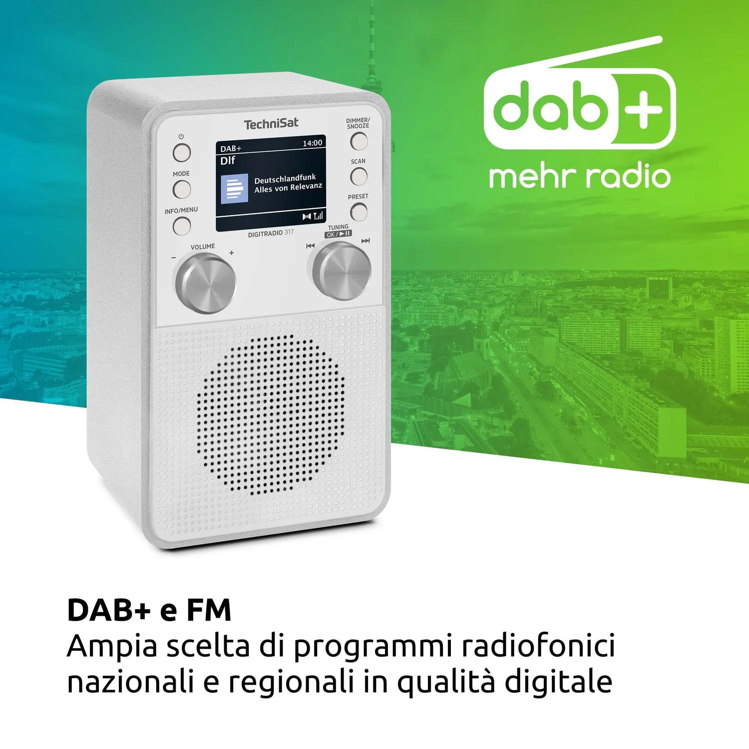 TechniSat DIGITRADIO 317 radio DAB+ bianca verticale 3W