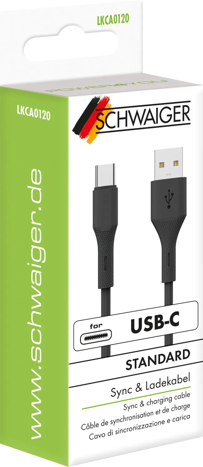 Schwaiger Cavo USB-A USB-C 1,2 m Nero Ricarica Rapida
