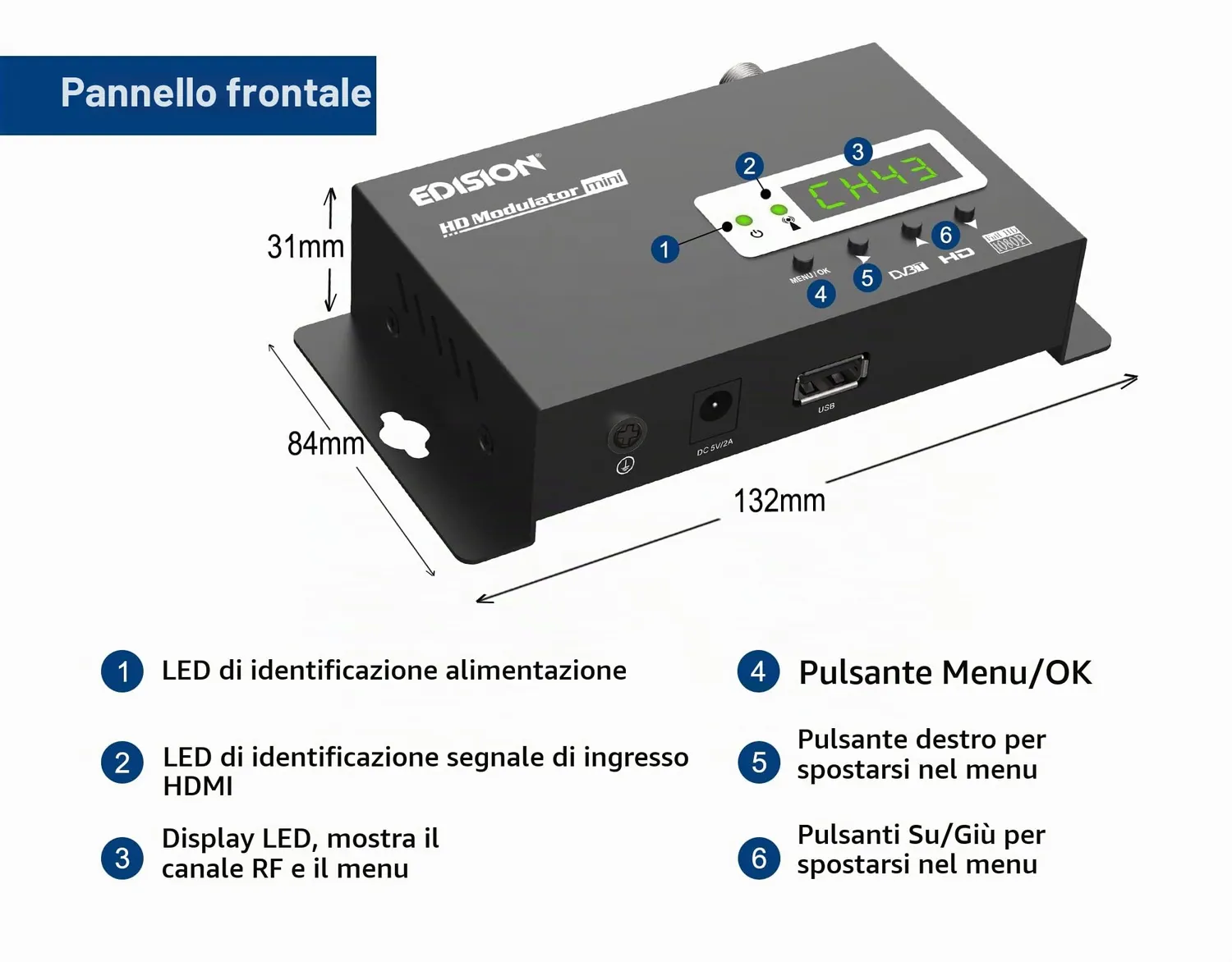 Edision HDMI Modulator Mini modulatore DVB-T Full HD