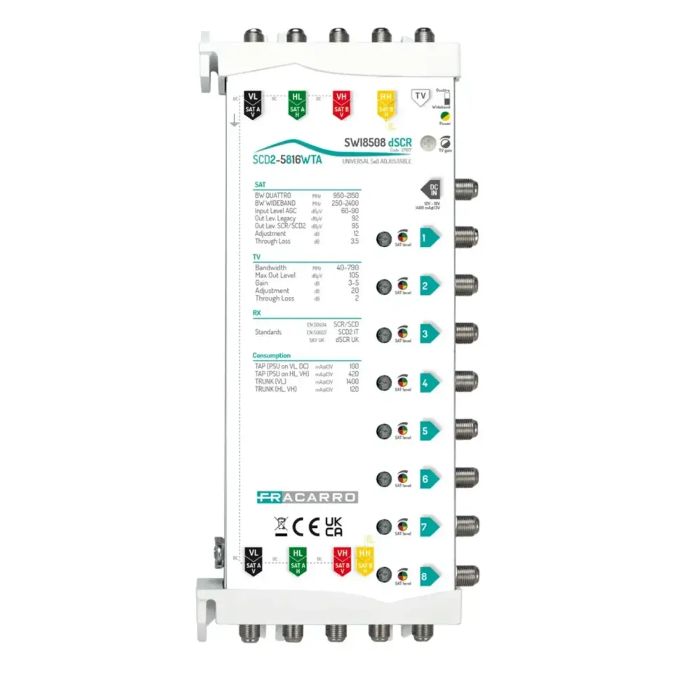 Fracarro SWI8508 Multiswitch 8 Uscite dCSS SCD2 UK