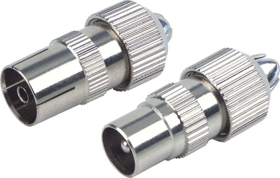 Schwaiger set 2 connettori IEC coassiali TV spina + presa