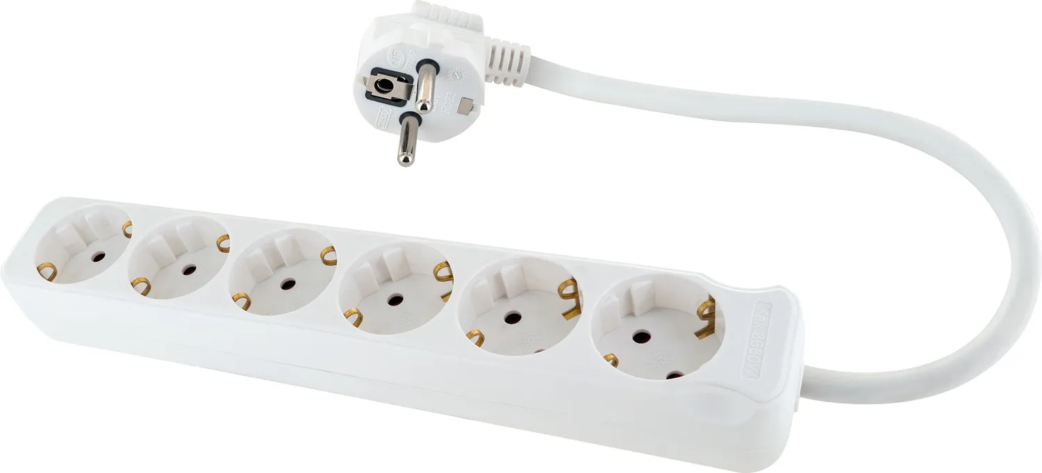 Schwaiger ciabatta 6 prese + 2 USB 1,4 m bianca
