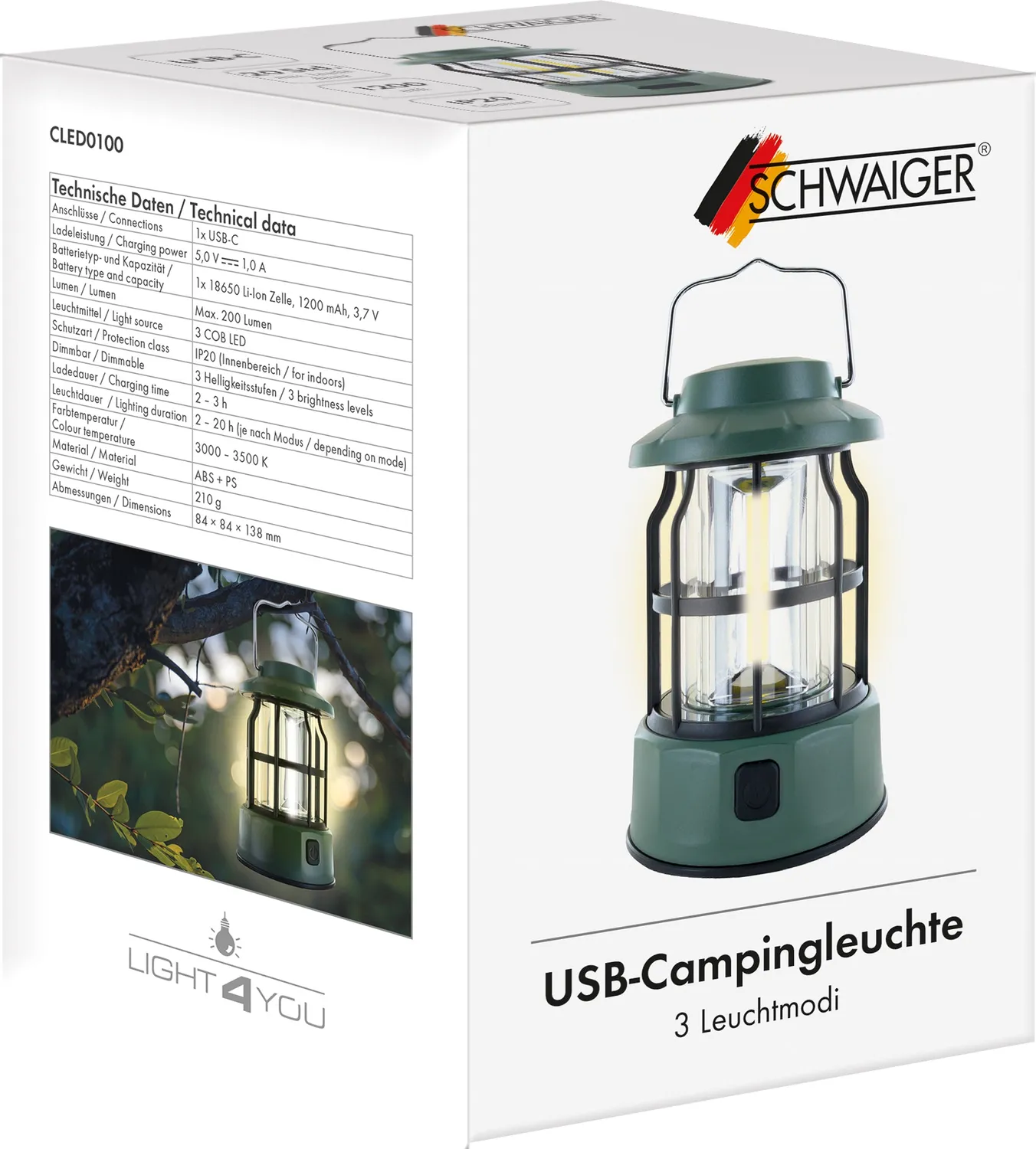 Schwaiger lampada campeggio LED ricaricabile