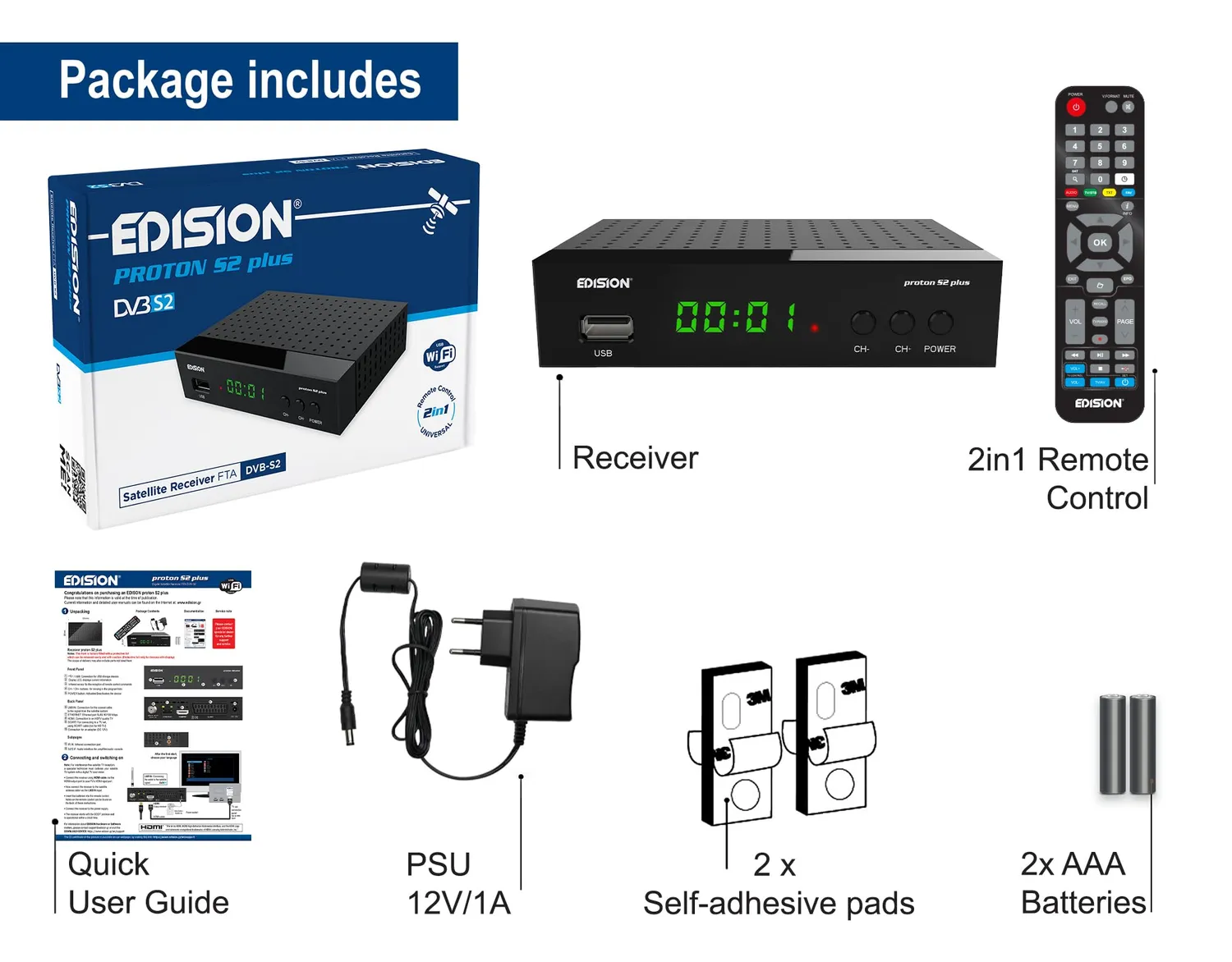 Edision Proton S2 Plus Decoder Satellitare Full HD Unicable