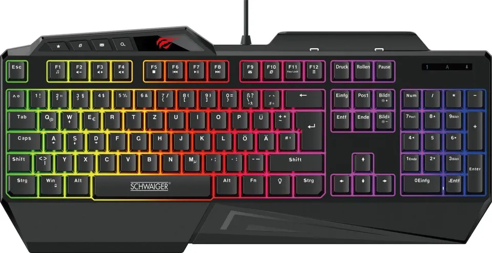 Schwaiger Tastiera Gaming QWERTZ USB Retroilluminata