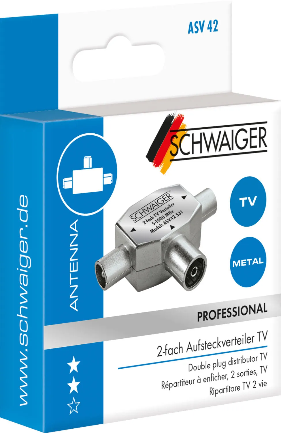 SCHWAIGER distributore antenna TV 2 vie metallo