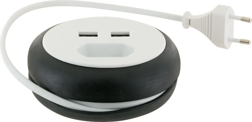 Schwaiger Prolunga Euro Avvolgibile 3 m con 2 USB-A