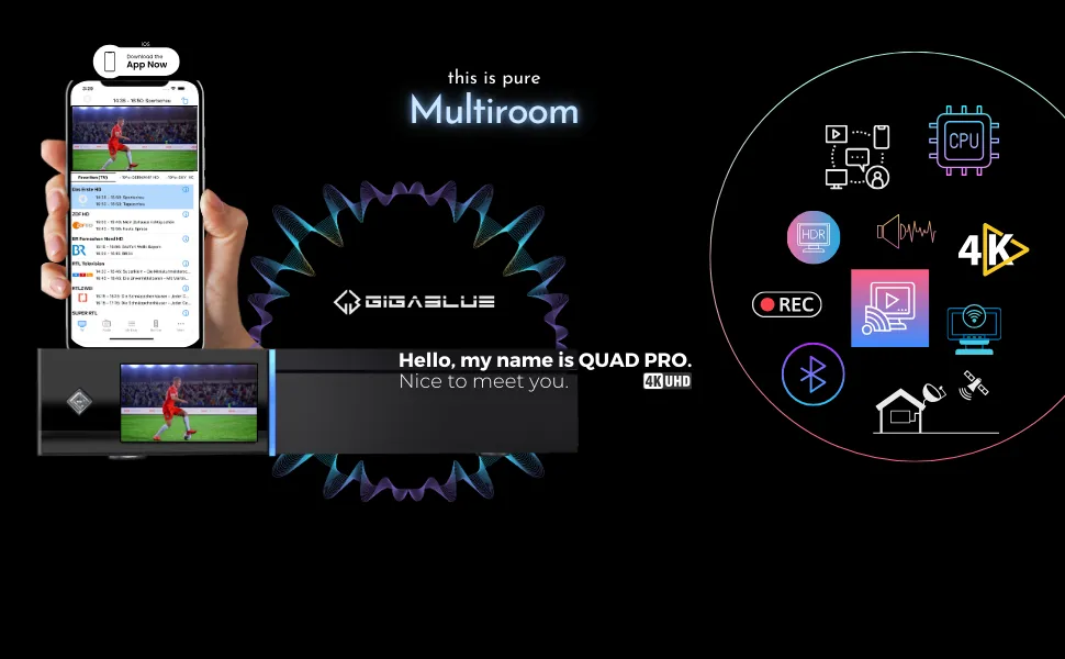 GigaBlue UHD Quad 4K Pro receiver SAT FBC HbbTV Bluetooth