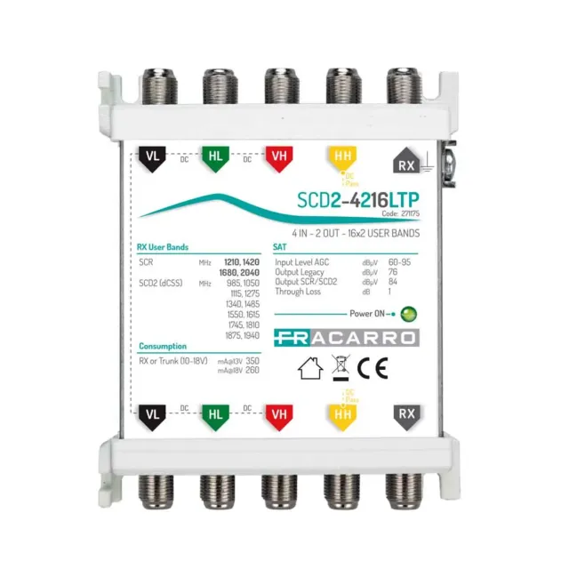 Fracarro SCD2-4216LTP multiswitch dCSS 16 frequenze
