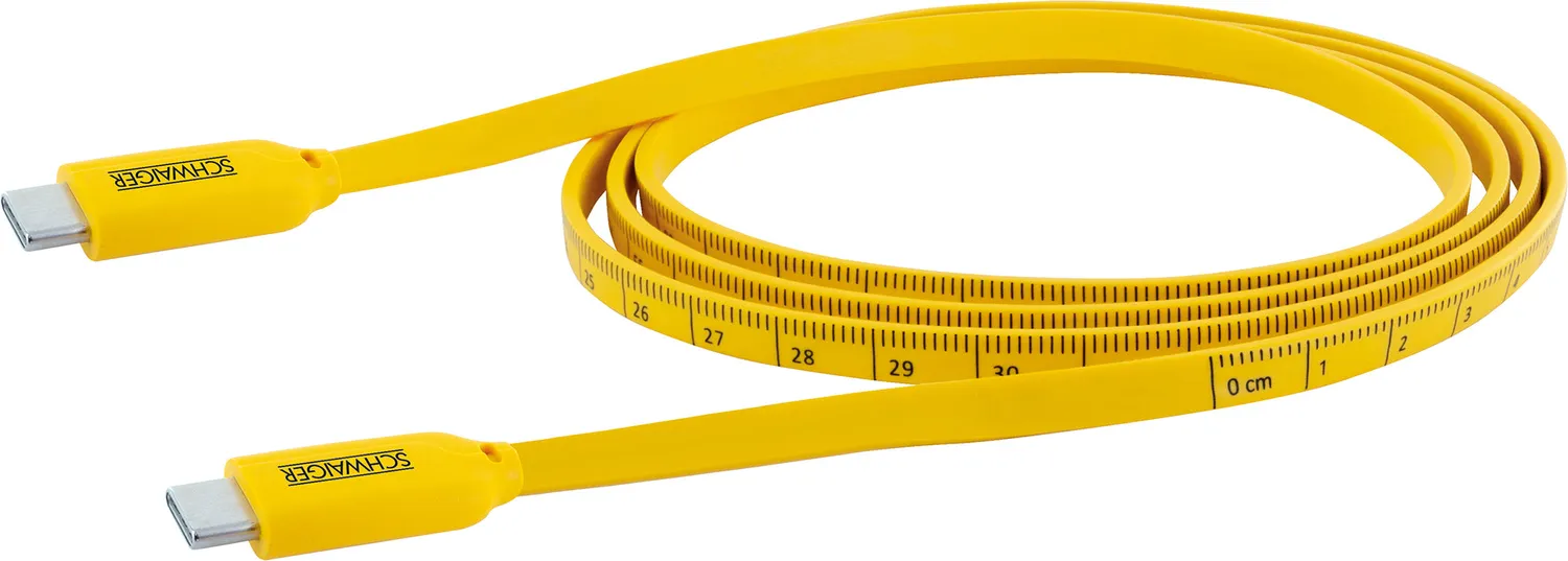 Schwaiger cavo USB-C 1,2 m giallo con metro