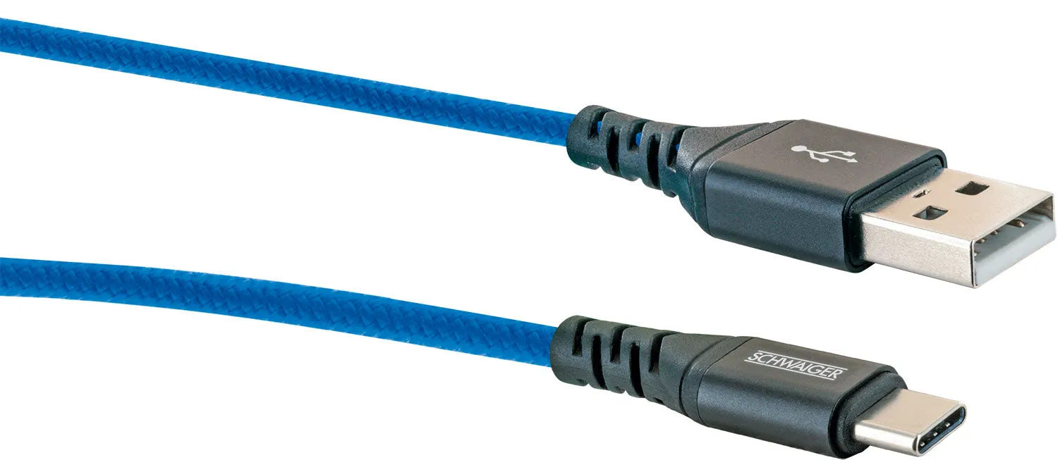 SCHWAIGER Cavo USB-C nylon 1,2 m nero 3A