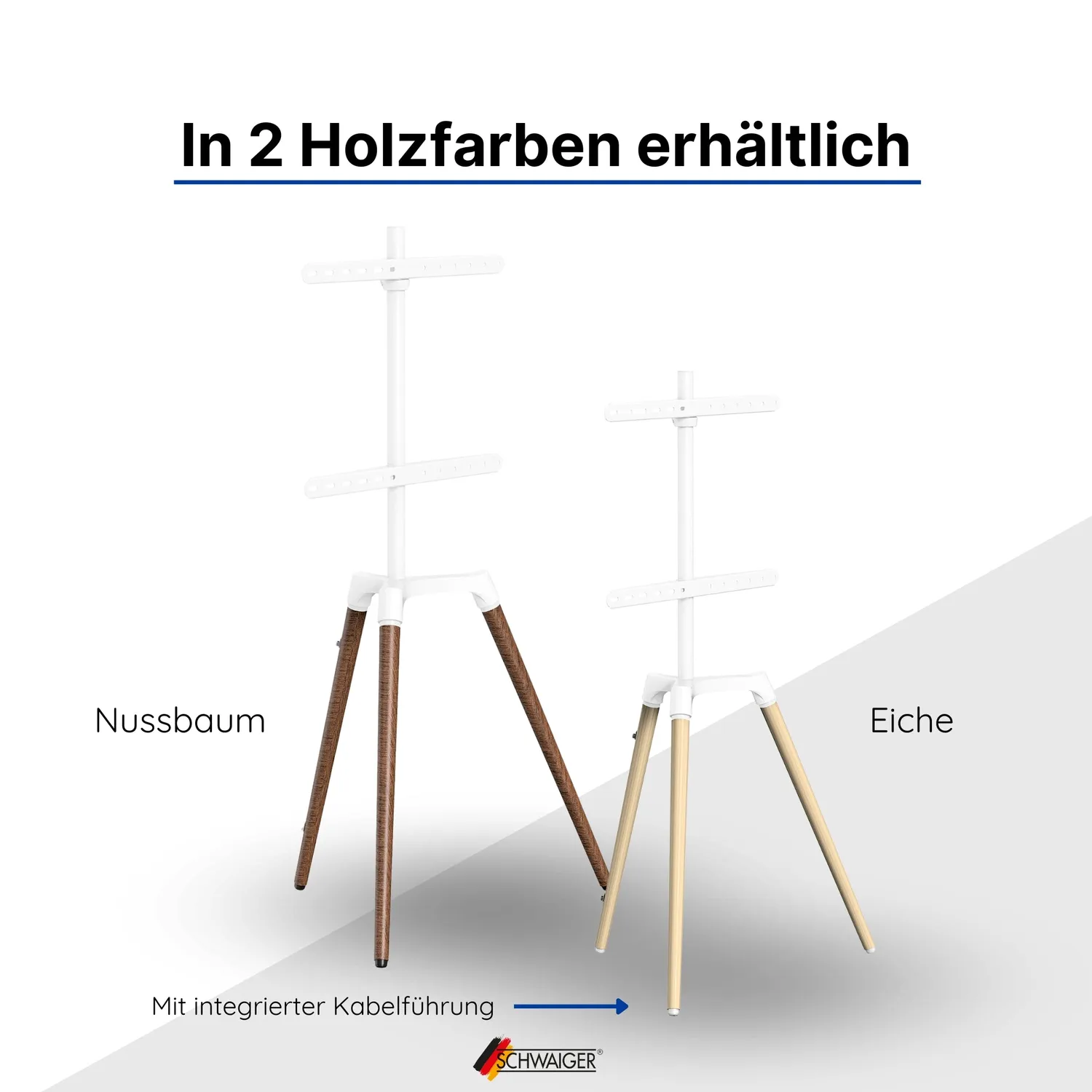 Schwaiger Set Cavalletto TV 45-65" Treppiede Legno Chiaro