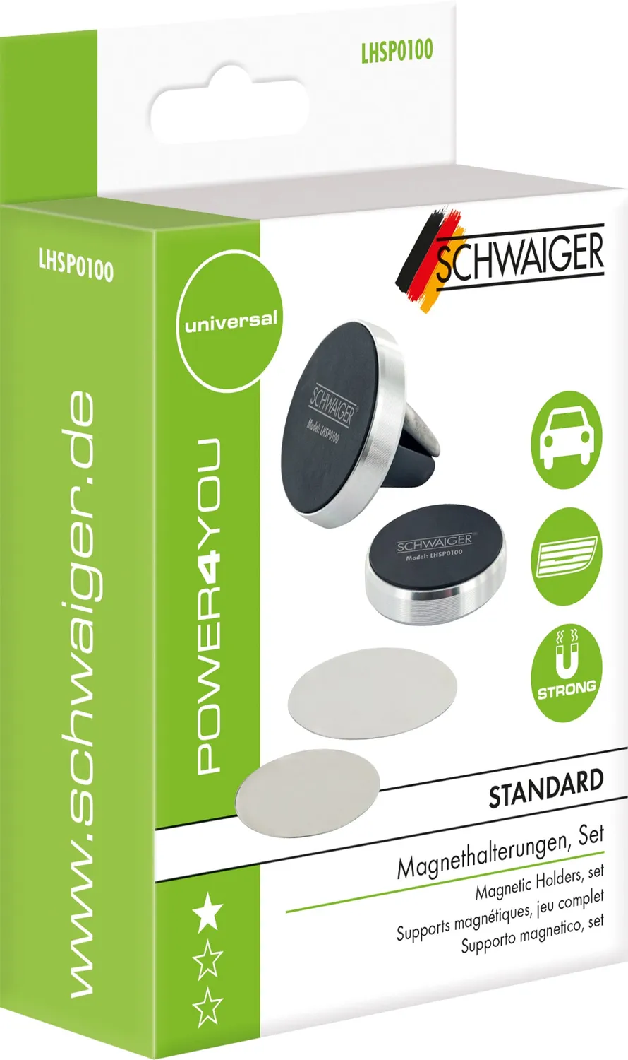 Schwaiger supporto auto magnetico per smartphone set