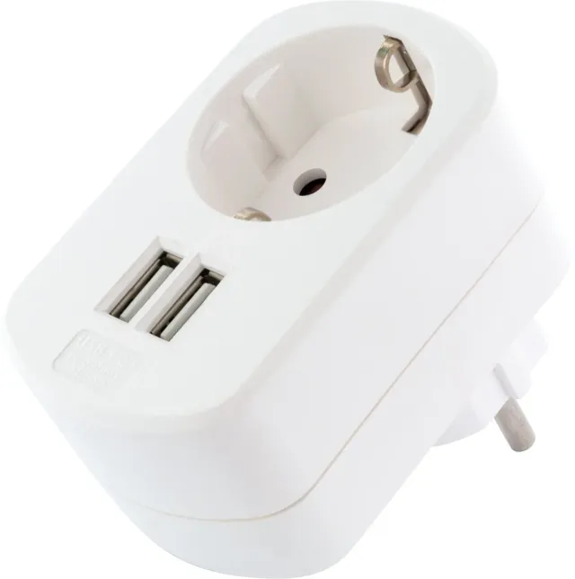 Schwaiger Caricatore 230V USB 2x USB-A presa passante