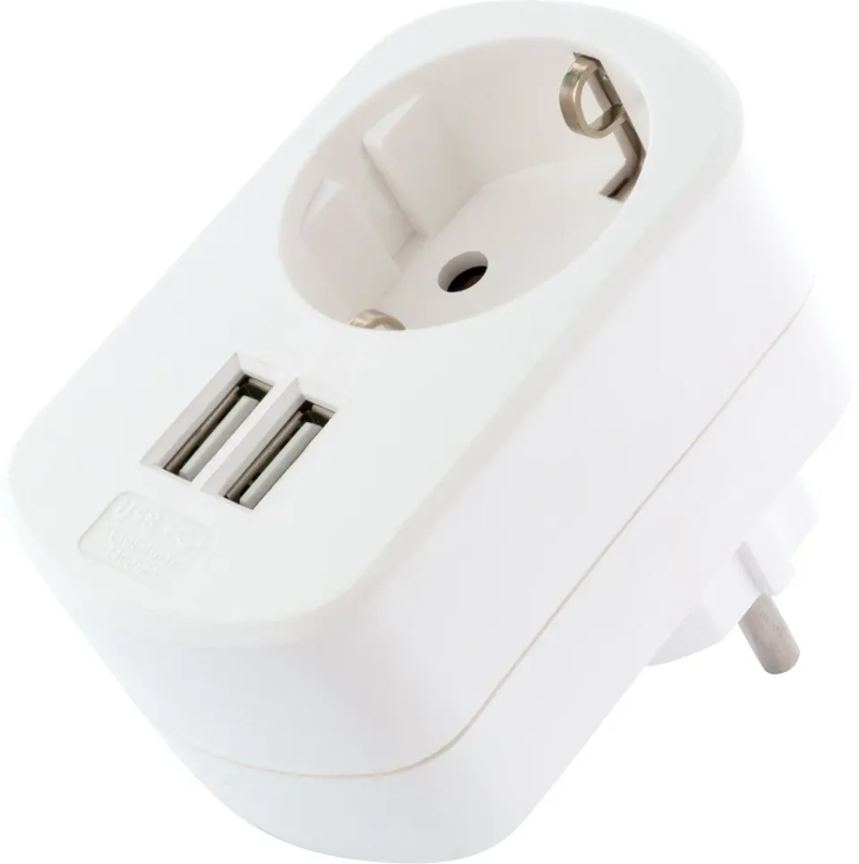 Schwaiger Caricatore 230V USB 2x USB-A presa passante