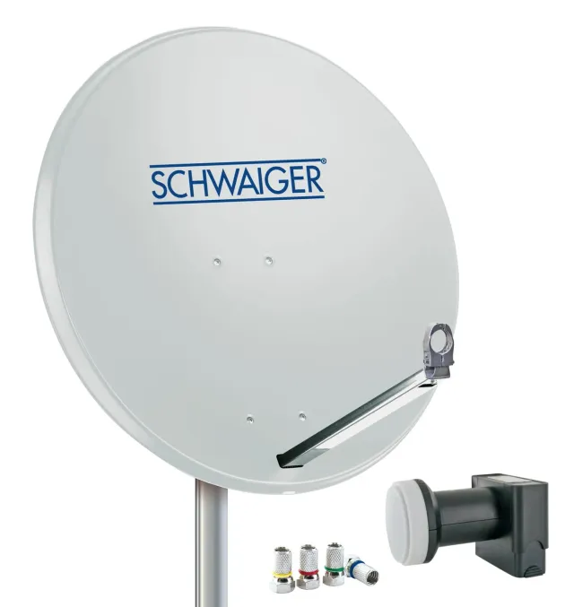 SCHWAIGER Kit Parabola Satellitare 80 cm + LNB Quad 4 Utenti