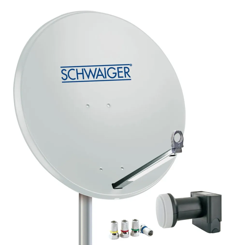 SCHWAIGER Kit Parabola Satellitare 80 cm + LNB Quad 4 Utenti