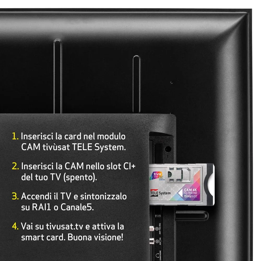 TELE System CAM tivùsat 4K Ultra HD con Smartcard Merlin