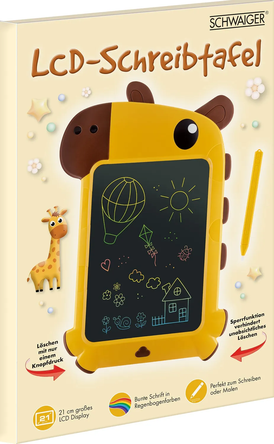 Schwaiger Giraffe lavagnetta LCD 10 pollici bianca colorata