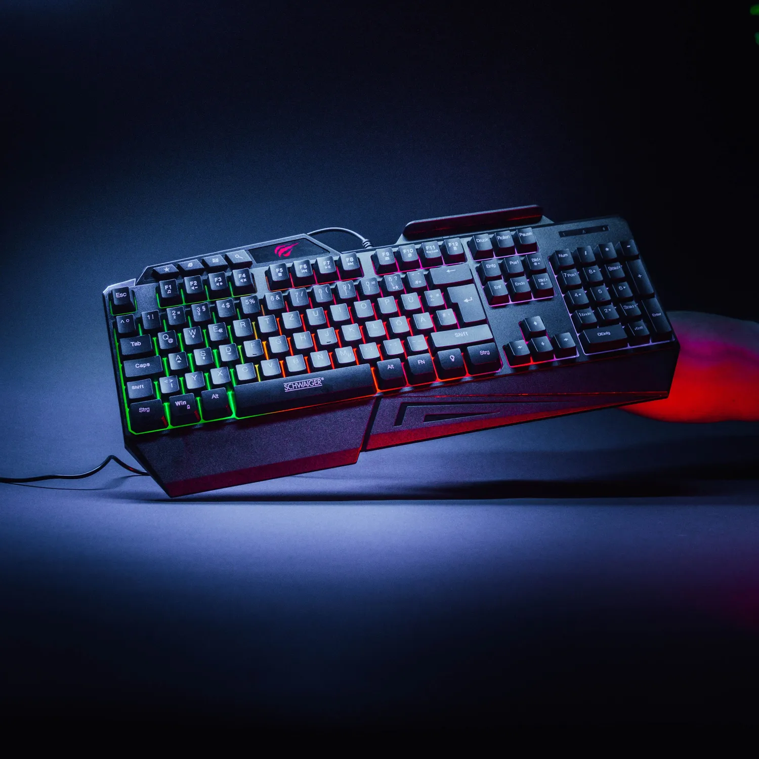 Schwaiger Tastiera Gaming QWERTZ USB Retroilluminata