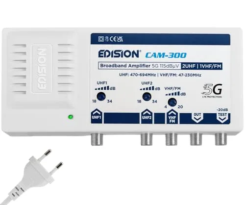 Edision CAM-300 Amplificatore Antenna TV DVB-T2 5G 34dB