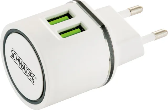Schwaiger Caricabatterie 230V 2 USB-A 12W bianco