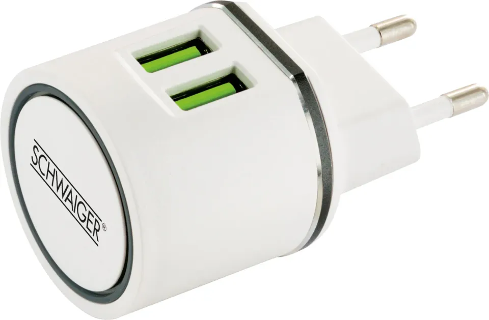 Schwaiger Caricabatterie 230V 2 USB-A 12W bianco