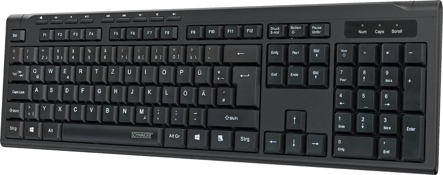 Schwaiger Tastiera PC Cablata USB QWERTZ Tedesca Nera