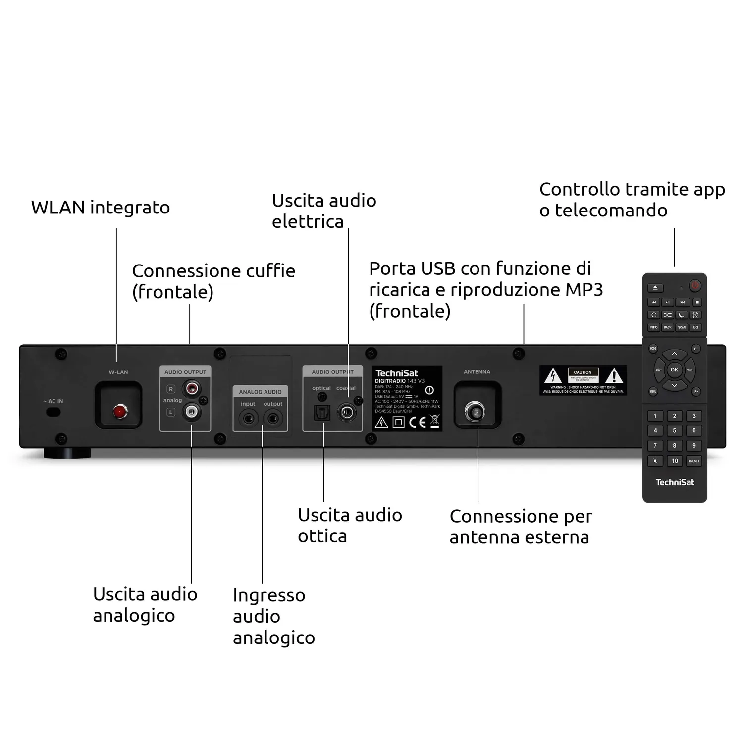 TechniSat DIGITRADIO 143 V3 sintonizzatore HiFi nero