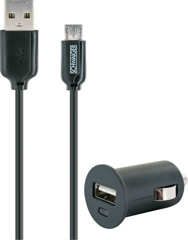 Schwaiger Set ricarica auto micro USB Smart 12V nero