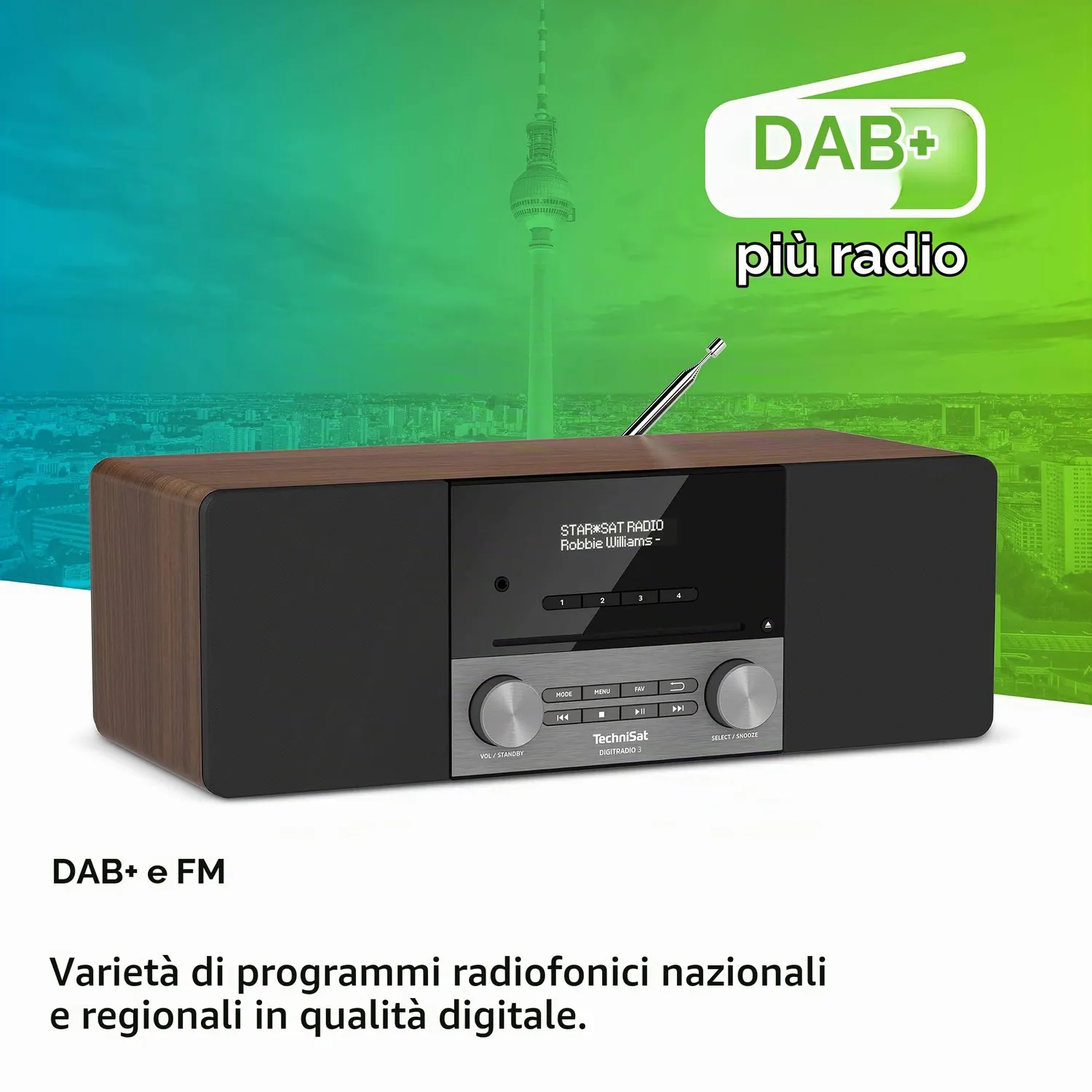 TechniSat DIGITRADIO 3 radio DAB+ noce con CD e Bluetooth