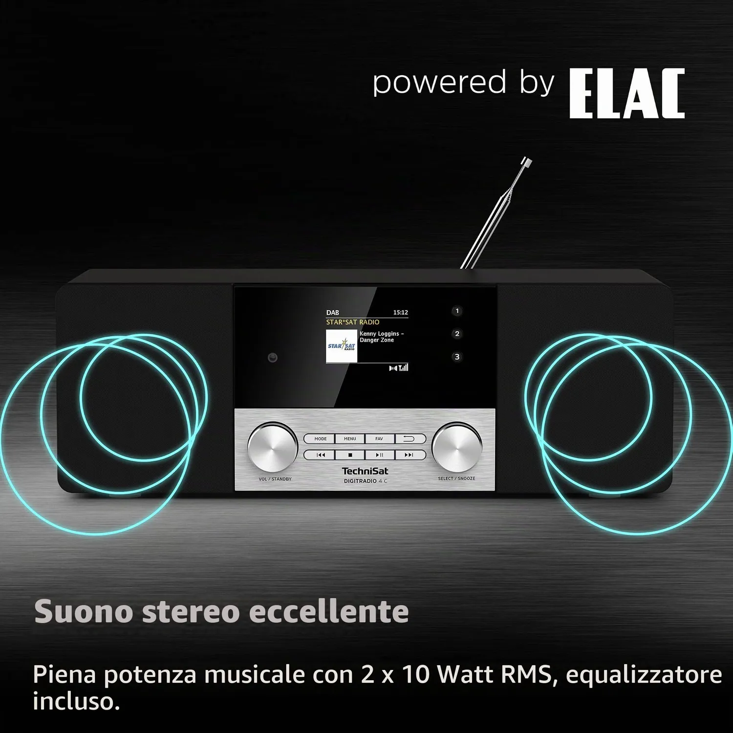TechniSat DigitRadio 4 C Radio DAB+ Stereo Nera ELAC 20W