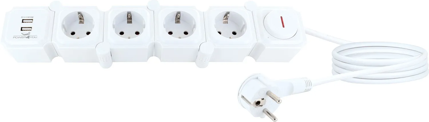 Schwaiger FSW6 Ciabatta Flessibile 6 Moduli Bianca con USB