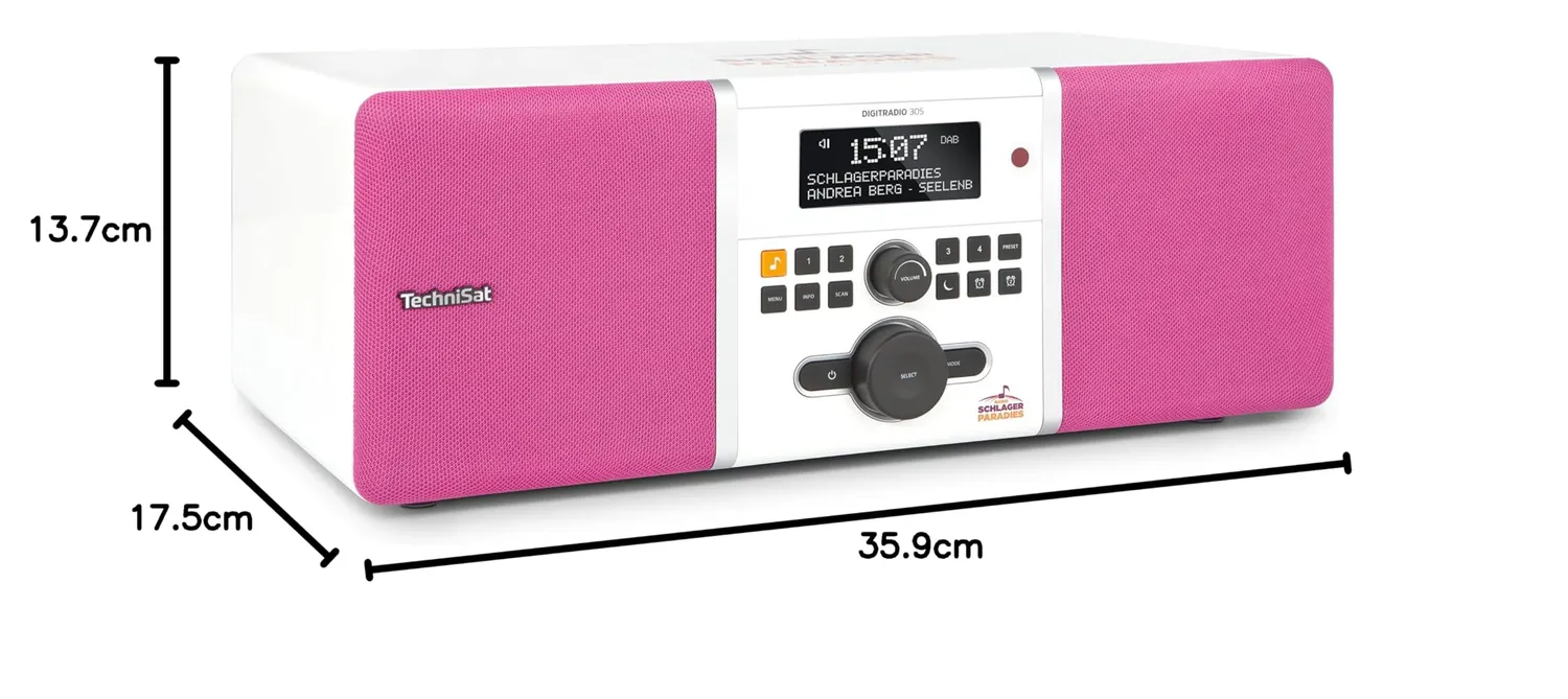 TechniSat DIGITRADIO 305 radio DAB+ bianco-rosa 10W Schlager