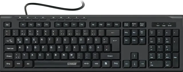 Schwaiger Tastiera PC Cablata USB QWERTZ Tedesca Nera