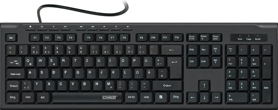 Schwaiger Tastiera PC Cablata USB QWERTZ Tedesca Nera