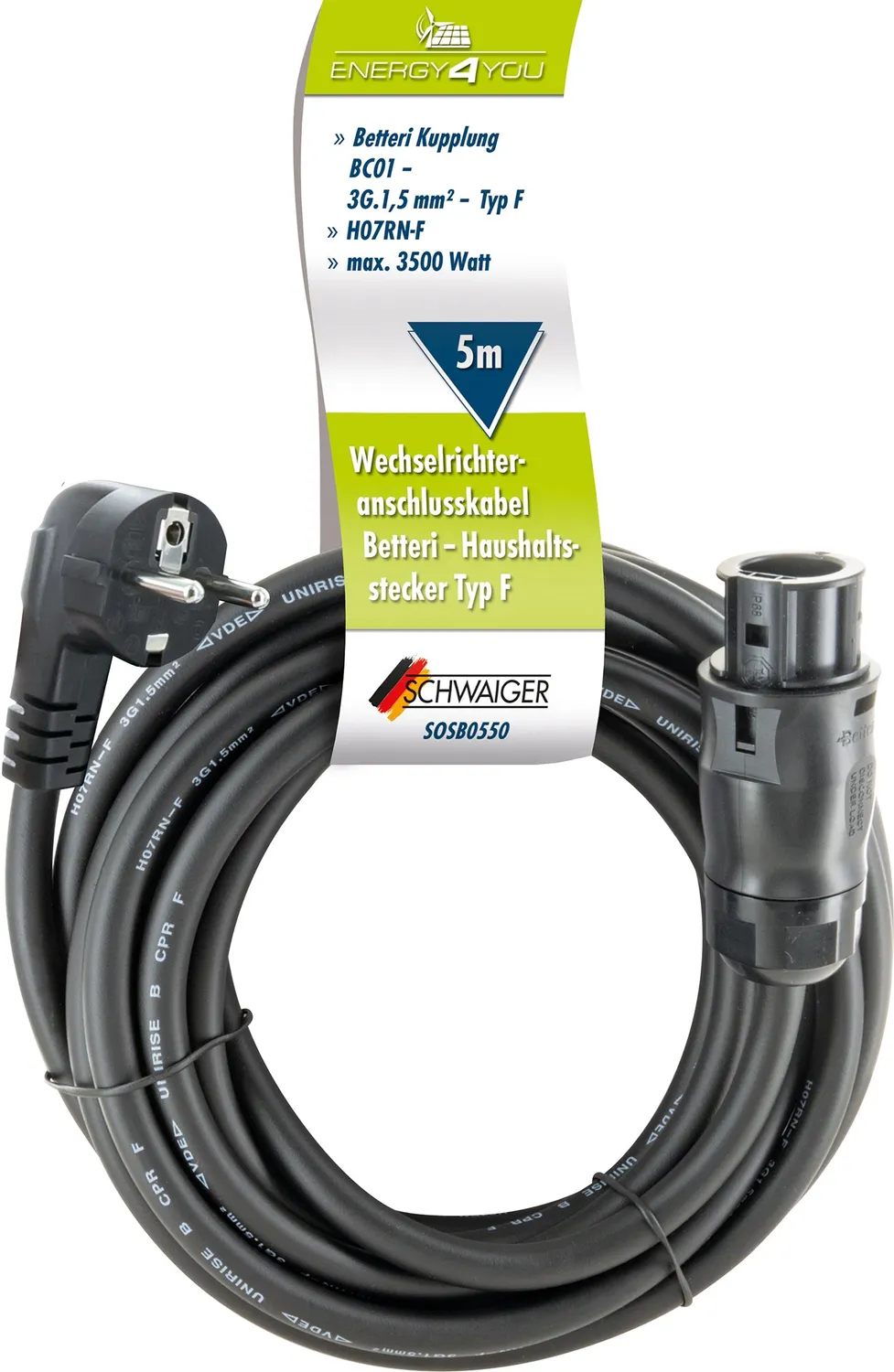 SCHWAIGER Betteri Cavo collegamento spina angolata 5 m