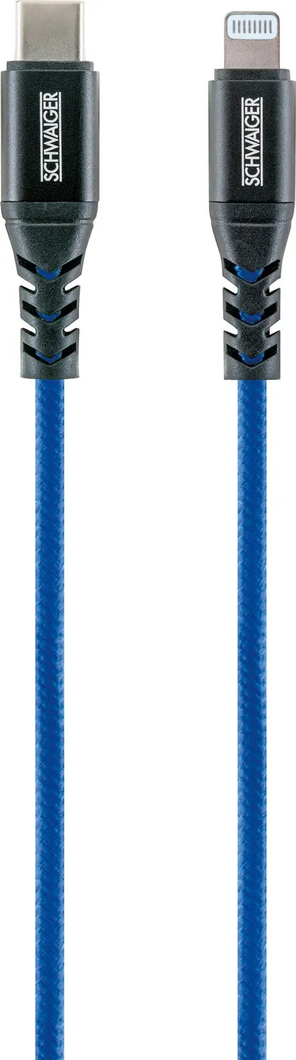 SCHWAIGER Cavo Lightning USB-C Nylon 1,2 m Blu Reale Ricarica