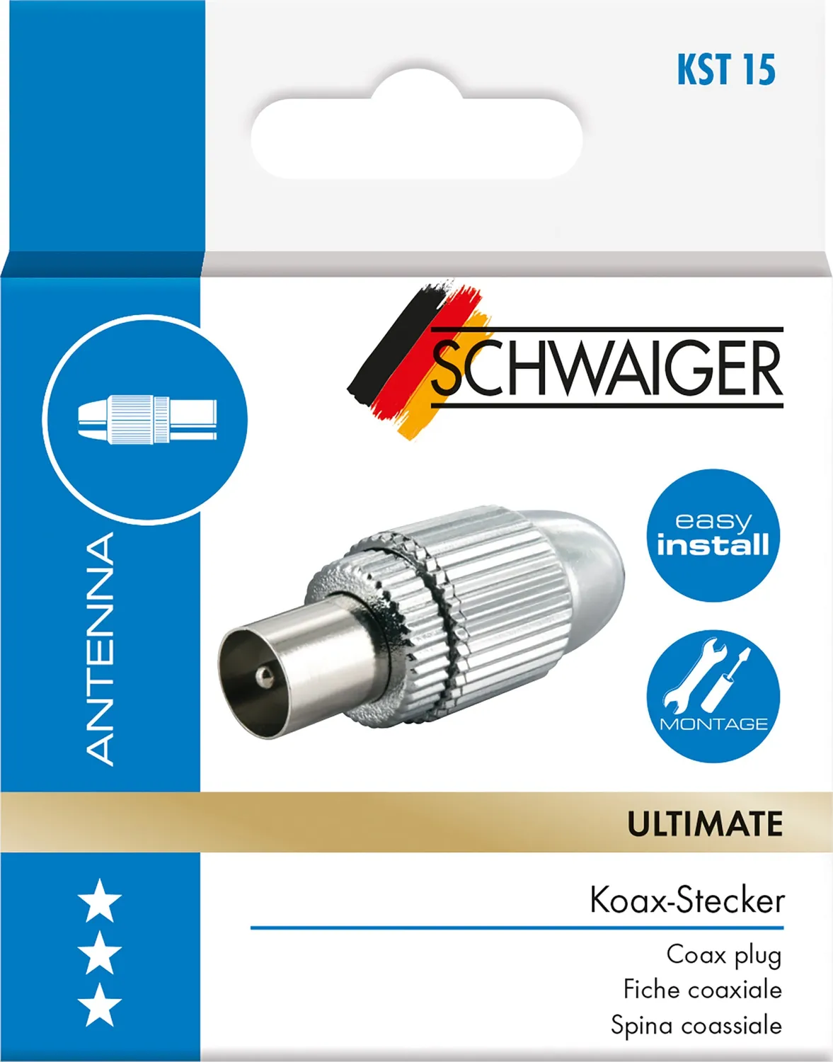 Schwaiger Connettore IEC Coassiale TV Argento HQ