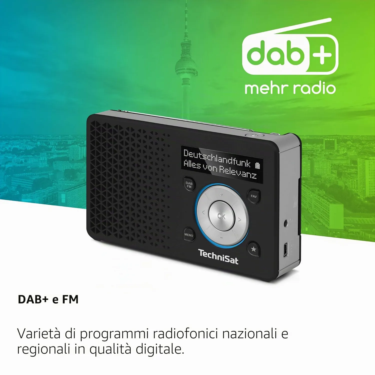 TechniSat DIGITRADIO 1 radio portatile DAB+ nero-argento
