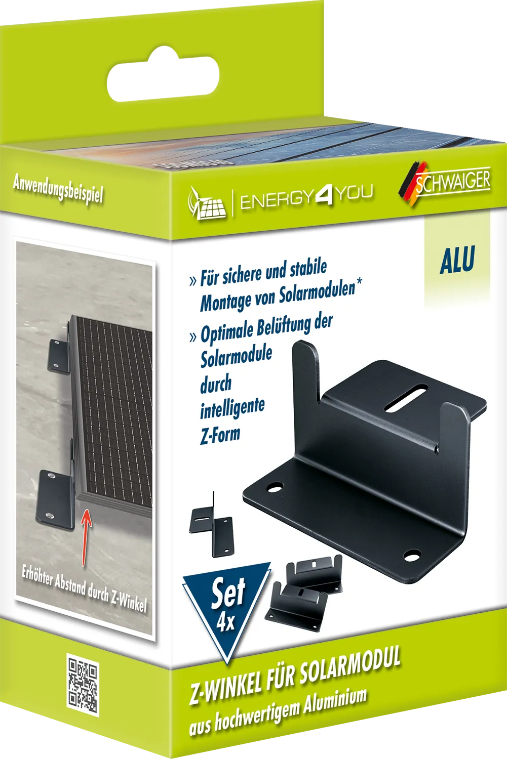 SCHWAIGER Z-Bracket set fissaggio solare tetto piano 4 pezzi