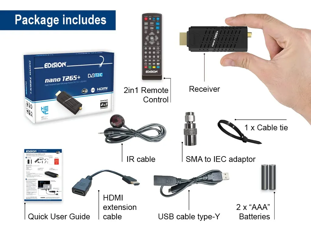 Edision NANO T265+ decoder terrestre DVB-T2 Full HD