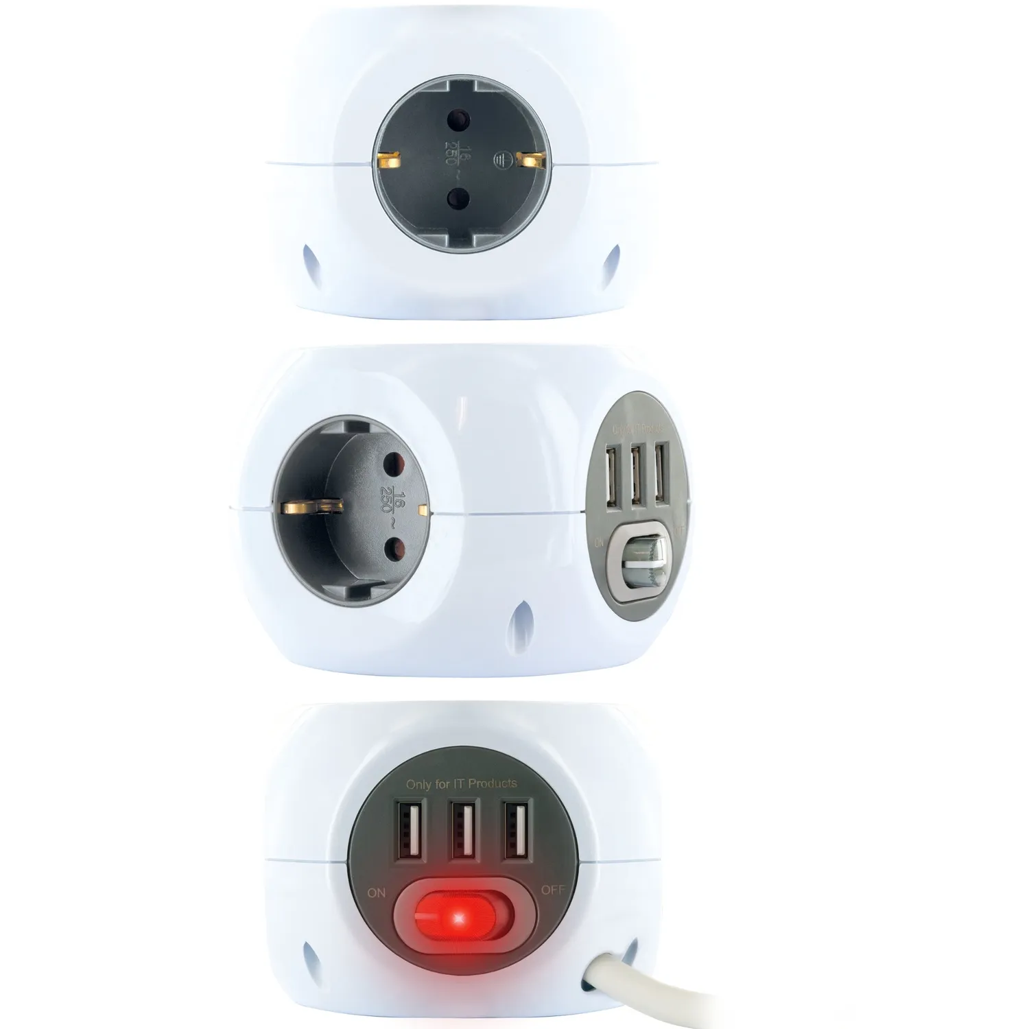 SCHWAIGER Cubo presa multipla 3 prese + 3 USB 1,4 m