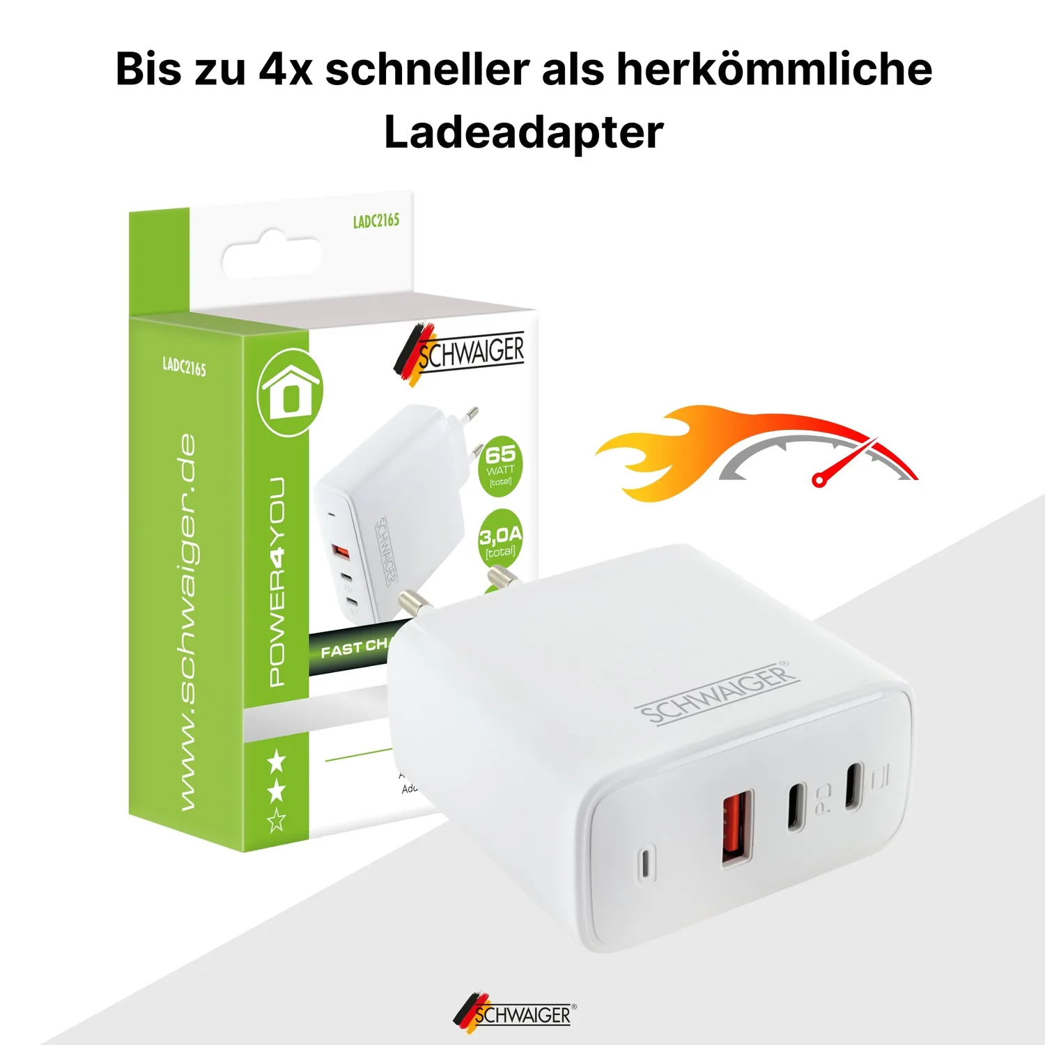 Schwaiger LADC2165 Caricatore USB 65W bianco