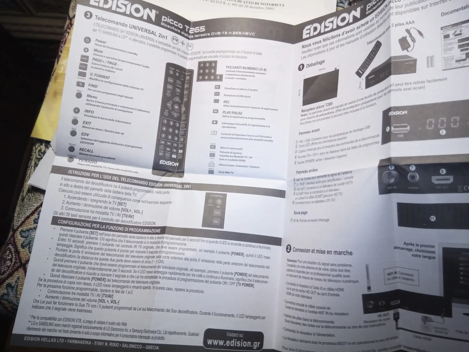 Edision Picco T265 decoder terrestre Full HD H265